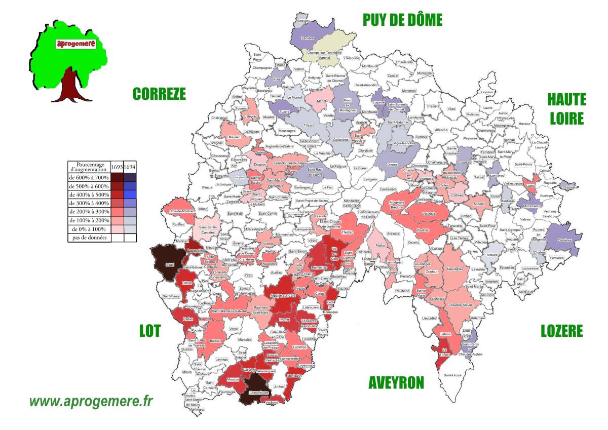 Cantal communes deces 1693